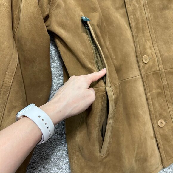 Robert Comstock Mens Suede Leather Jacket Sz 42 Button Front With Zip Pockets - Picture 2 of 12